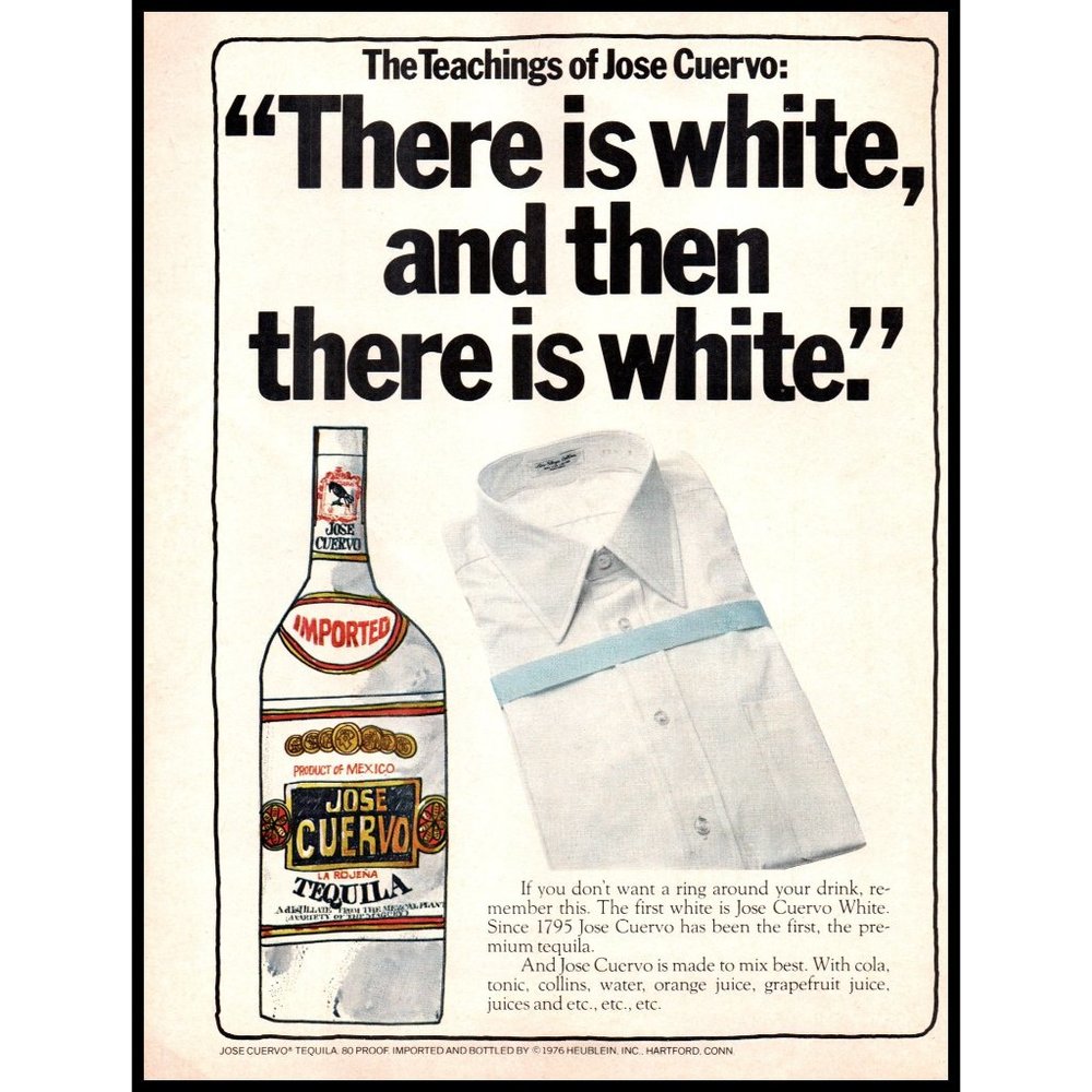 1977 Jose Cuervo Tequila Vintage Print Ad Men's Pressed White Shirt Wall Art